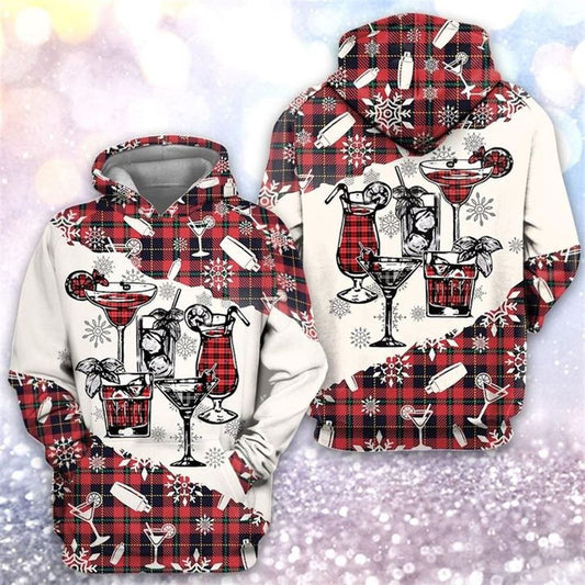 Christmas Tartan Bartender All Over Print 3D Hoodie For Men And Women, Christmas Gift, Warm Winter Clothes, Best Outfit Christmas