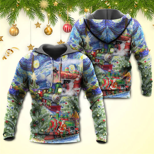 Christmas The Gift Train Arrives At The Wharf All Over Print 3D Hoodie For Men And Women, Christmas Gift, Warm Winter Clothes, Best Outfit Christmas