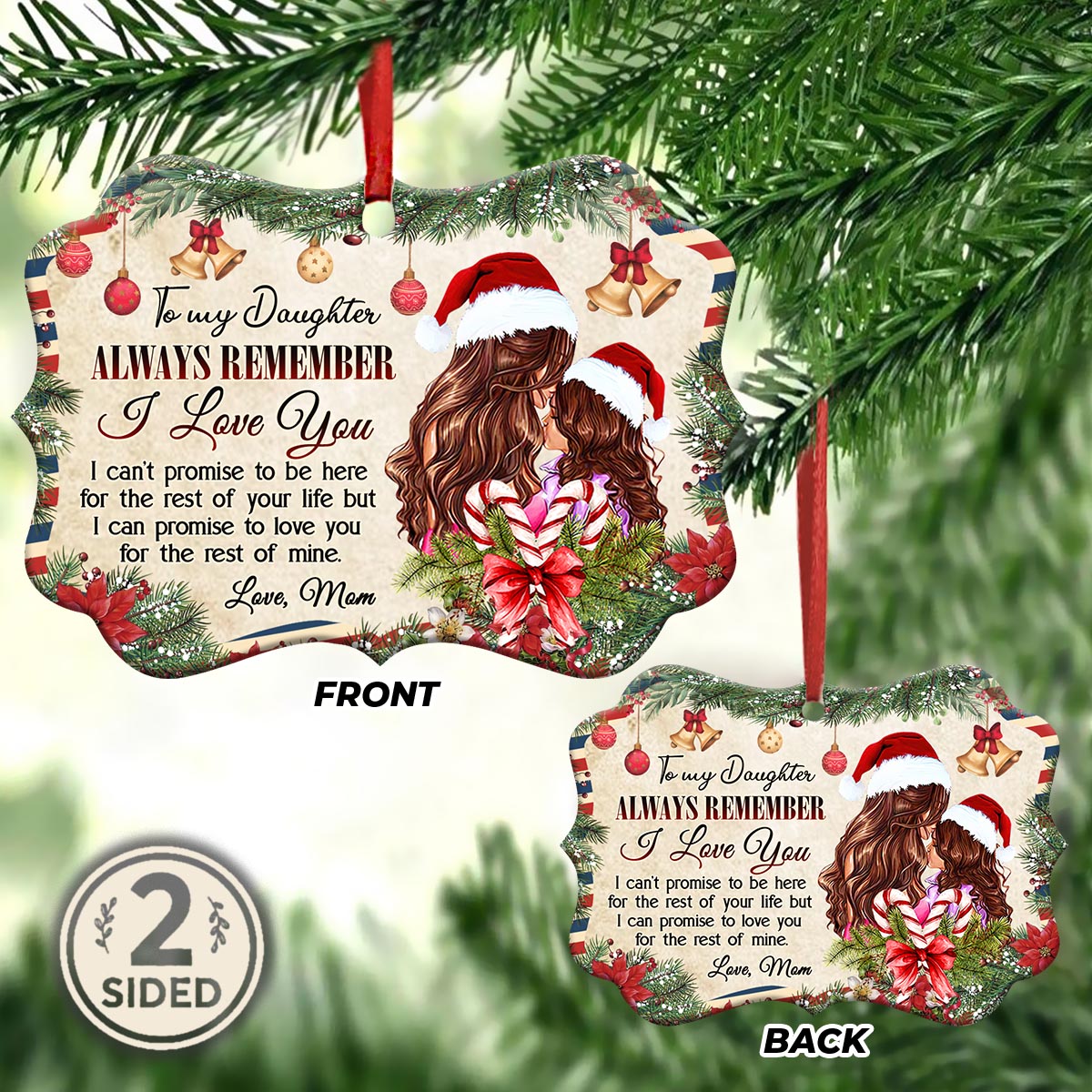  Christmas To My Daughter Metal Ornament - Christmas Ornament - Christmas Gift