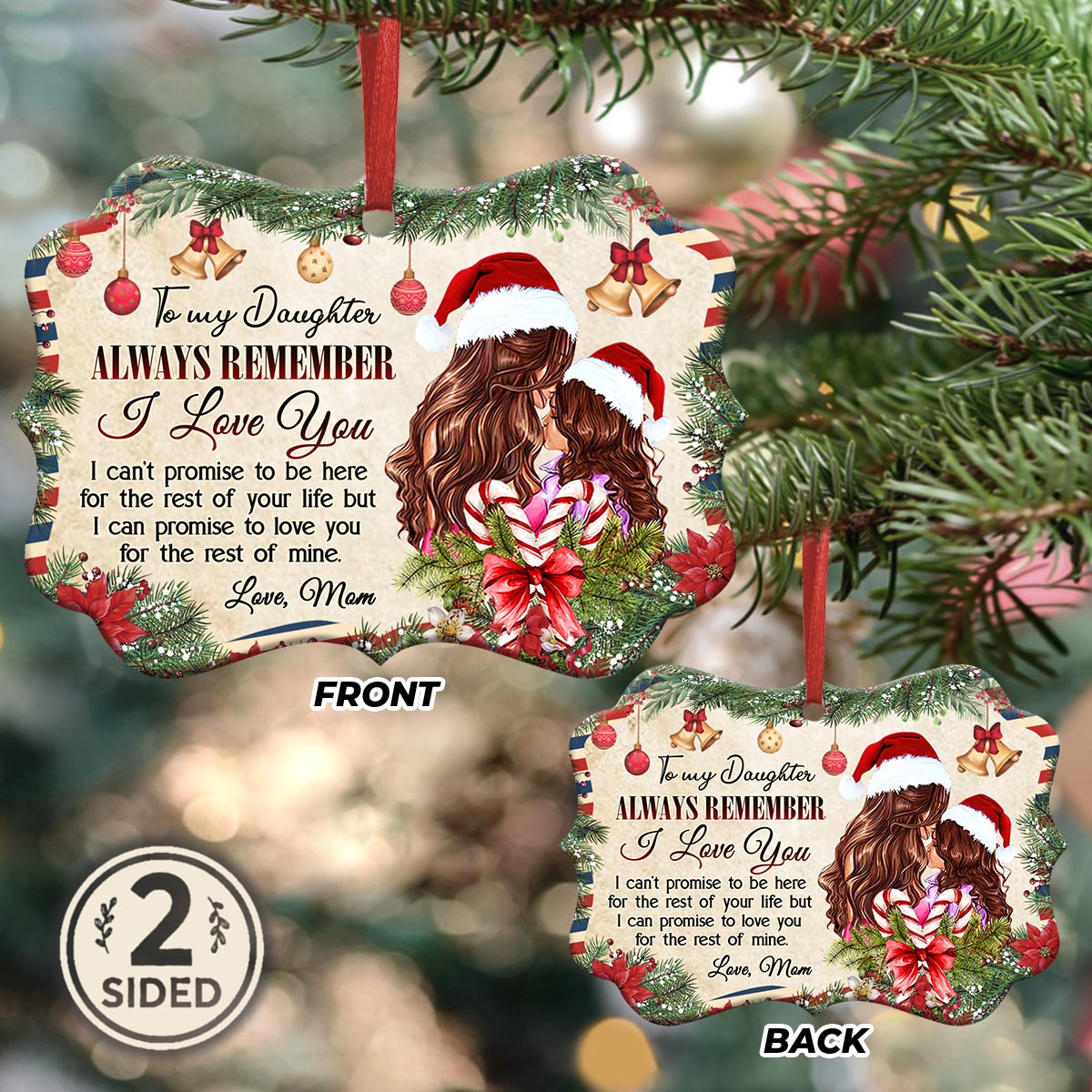  Christmas To My Daughter Metal Ornament - Christmas Ornament - Christmas Gift