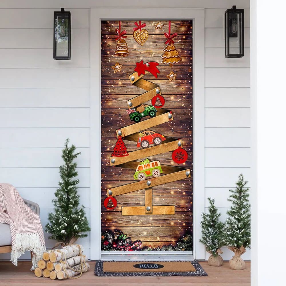 Christmas Tree Door Cover Memories - Door Christmas Cover - Christmas Outdoor Decoration