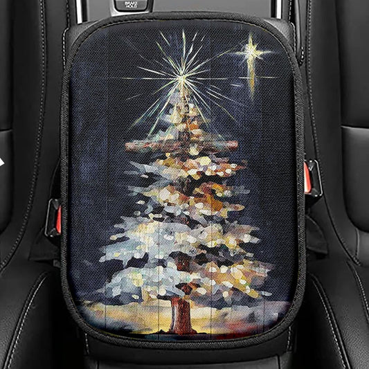 Christmas Tree Holy Night Seat Box Cover, Christian Car Center Console Cover, Bible Verse Car Interior Accessories