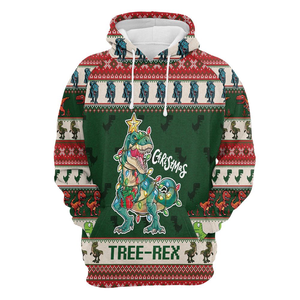 Christmas Tree Rex All Over Print 3D Hoodie For Men And Women, Best Gift For Dog lovers, Best Outfit Christmas