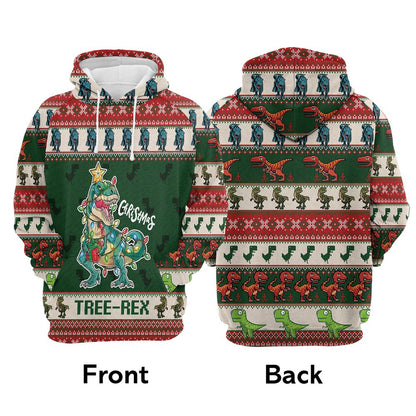 Christmas Tree Rex All Over Print 3D Hoodie For Men And Women, Best Gift For Dog lovers, Best Outfit Christmas