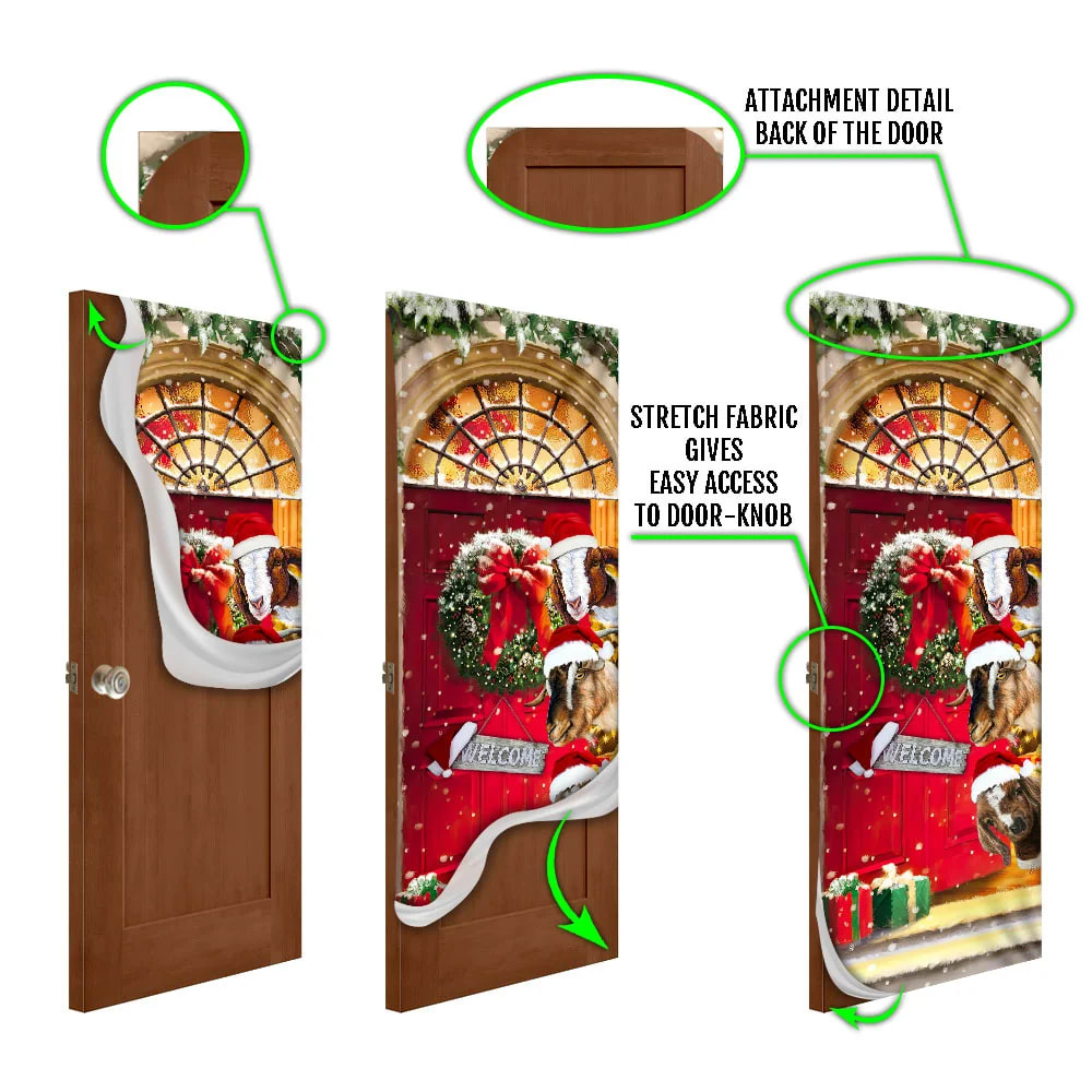 Christmas With My Herd Goat Cattle Farmer Door Cover - Door Christmas Cover - Christmas Outdoor Decoration