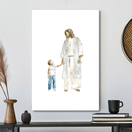Christ with Child Canvas - Christ with Boy Canvas Framed Canvas - Jesus Canvas Art - Christian Canvas Wall Art - Religious Gift For Him - Ciaocustom