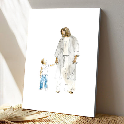 Christ with Child Canvas - Christ with Boy Canvas Framed Canvas - Jesus Canvas Art - Christian Canvas Wall Art - Religious Gift For Him - Ciaocustom