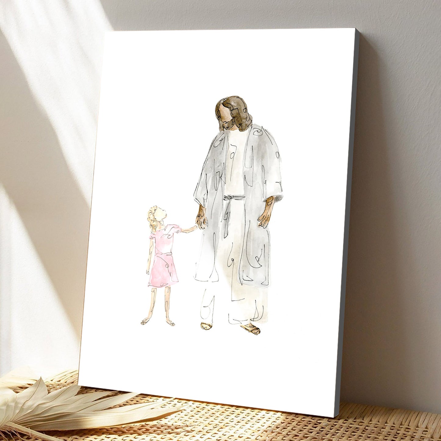 Christ with Girl Framed Canvas - Christ with Child Canvas - Picture Of Jesus With Children - Religious Gift For Her - Ciaocustom