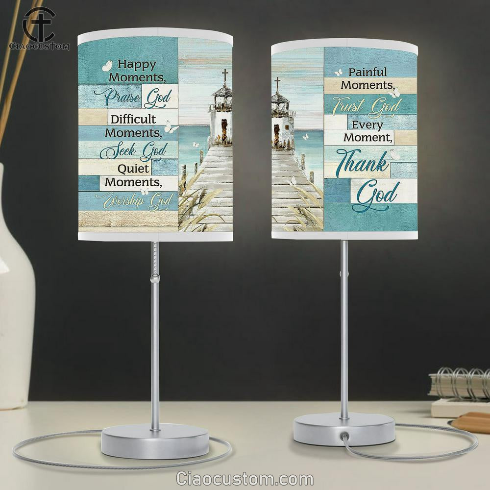 Church By The River White Butterfly Every Moment Thank God Table Lamp For Bedroom - Bible Verse Table Lamp - Religious Room Decor