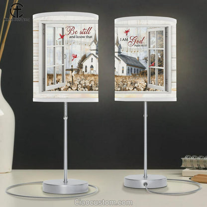 Church Dandelion Field Red Cardinal Be Still And Know That I Am God Table Lamp For Bedroom - Bible Verse Table Lamp - Religious Room Decor