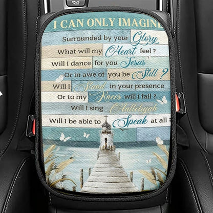 Church Painting By The River I Can Only Imagine Car Center Console Cover, Christian Armrest Seat Cover, Bible Seat Box Cover