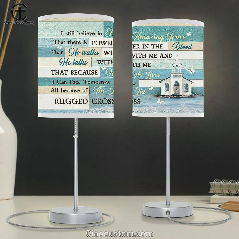 Church White Butterfly I Still Believe In Grace Table Lamp For Bedroom - Bible Verse Table Lamp - Religious Room Decor