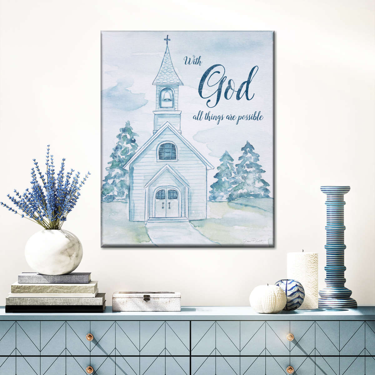 Church With God All Things Are Possible Canvas Wall Art - Christian Wall Decor Art - Religious Wall Decor