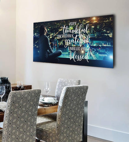 City Lights Thankful, Grateful & Blessed Wall Art - Christian Canvas Wall Art