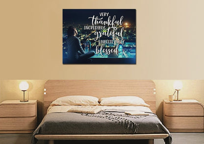 City Lights Thankful, Grateful & Blessed Wall Art - Christian Canvas Wall Art