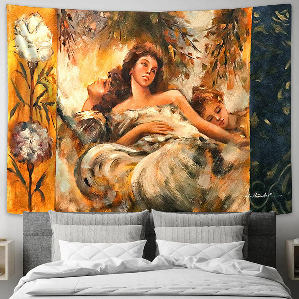 Clasic Oil Love And Tenderness Oil Painting Tapestry - Tapestry Wall Decor - Home Decor Living Room