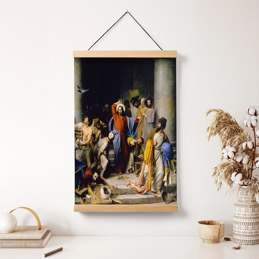 Cleansing Of The Temple Hanging Canvas Wall Art - Christan Wall Decor - Religious Canvas