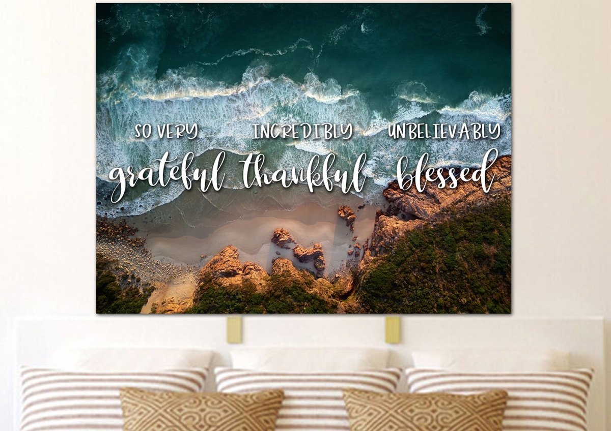 Cliffs Thankful, Grateful & Blessed Wall Art - Christian Canvas Wall Art