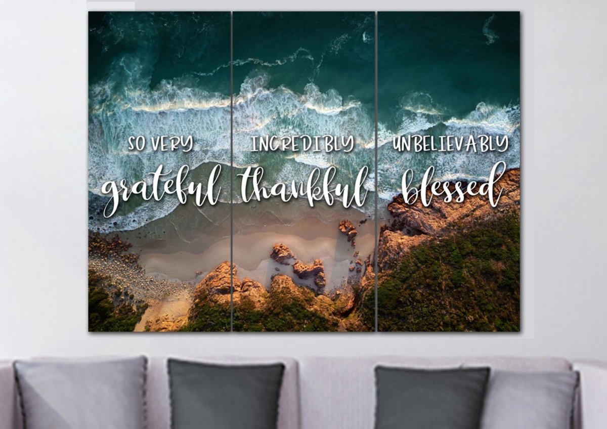 Cliffs Thankful, Grateful & Blessed Wall Art - Christian Canvas Wall Art