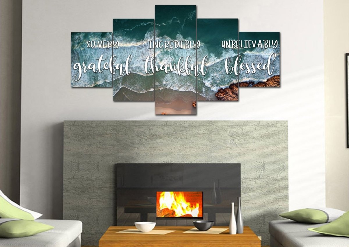 Cliffs Thankful, Grateful & Blessed Wall Art - Christian Canvas Wall Art