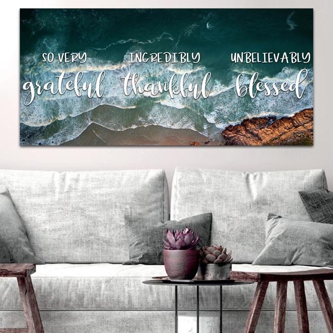 Cliffs Thankful, Grateful & Blessed Wall Art - Christian Canvas Wall Art