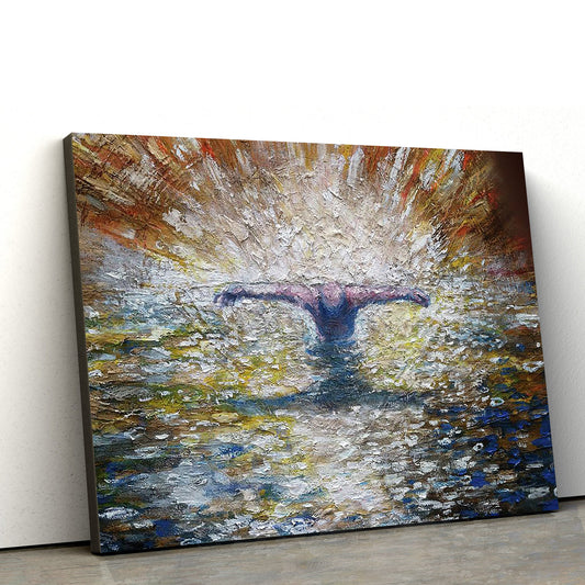 Close Up Of Baptism Of The Christ Canvas Wall Art - Jesus Baptism Canvas - Christian Paintings For Home