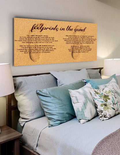Closeup Print Footprints In The Sand Wall Art & Decor - Christian Canvas Wall Art