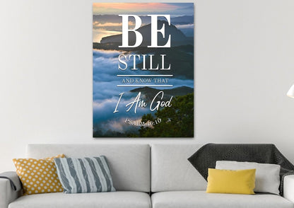 Clouds Above Mountains & Be Still Canvas Wall Art