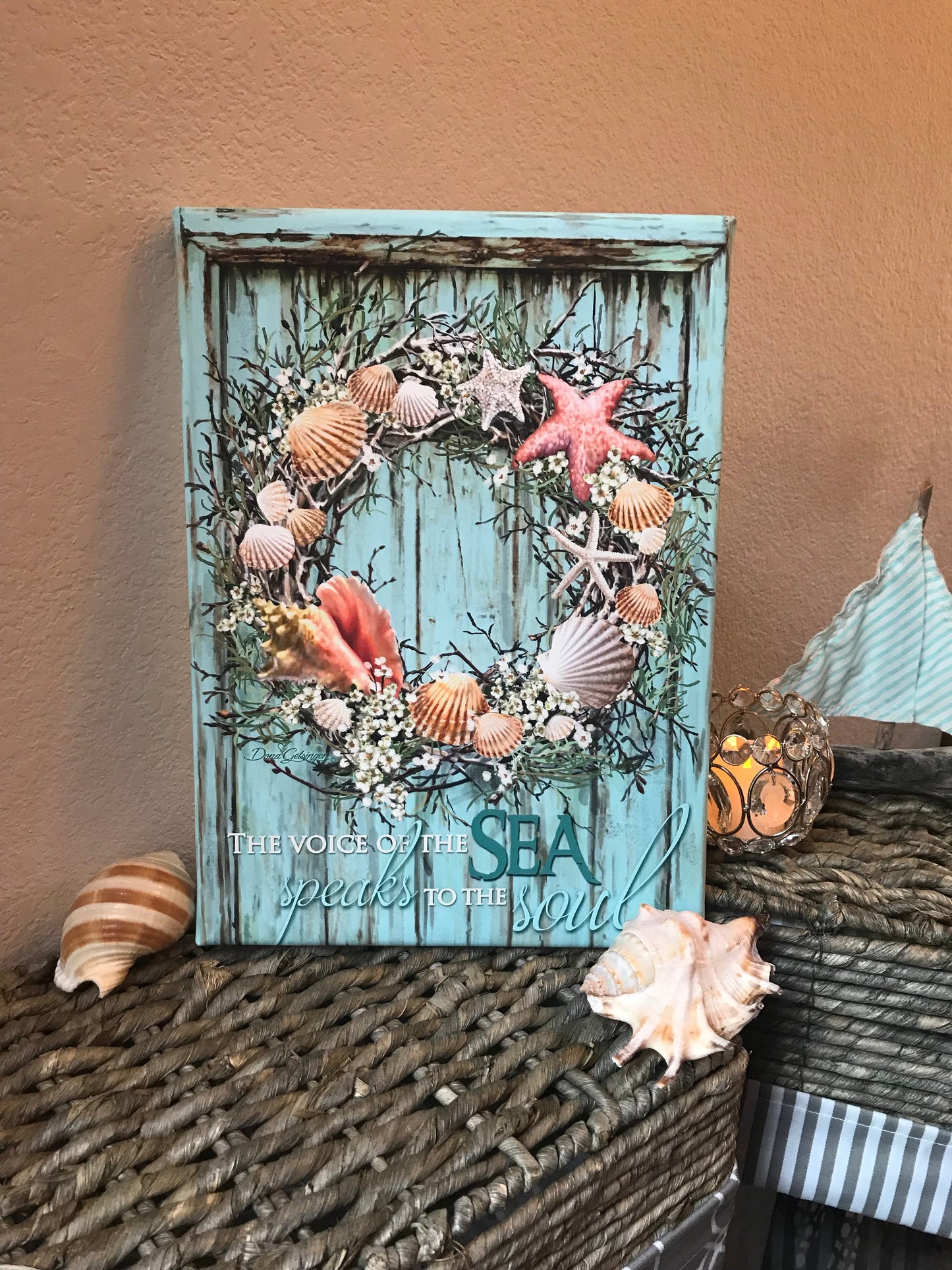 Coastal Wreath Canvas Wall Art - Christian Wall Decor - Religious Gift