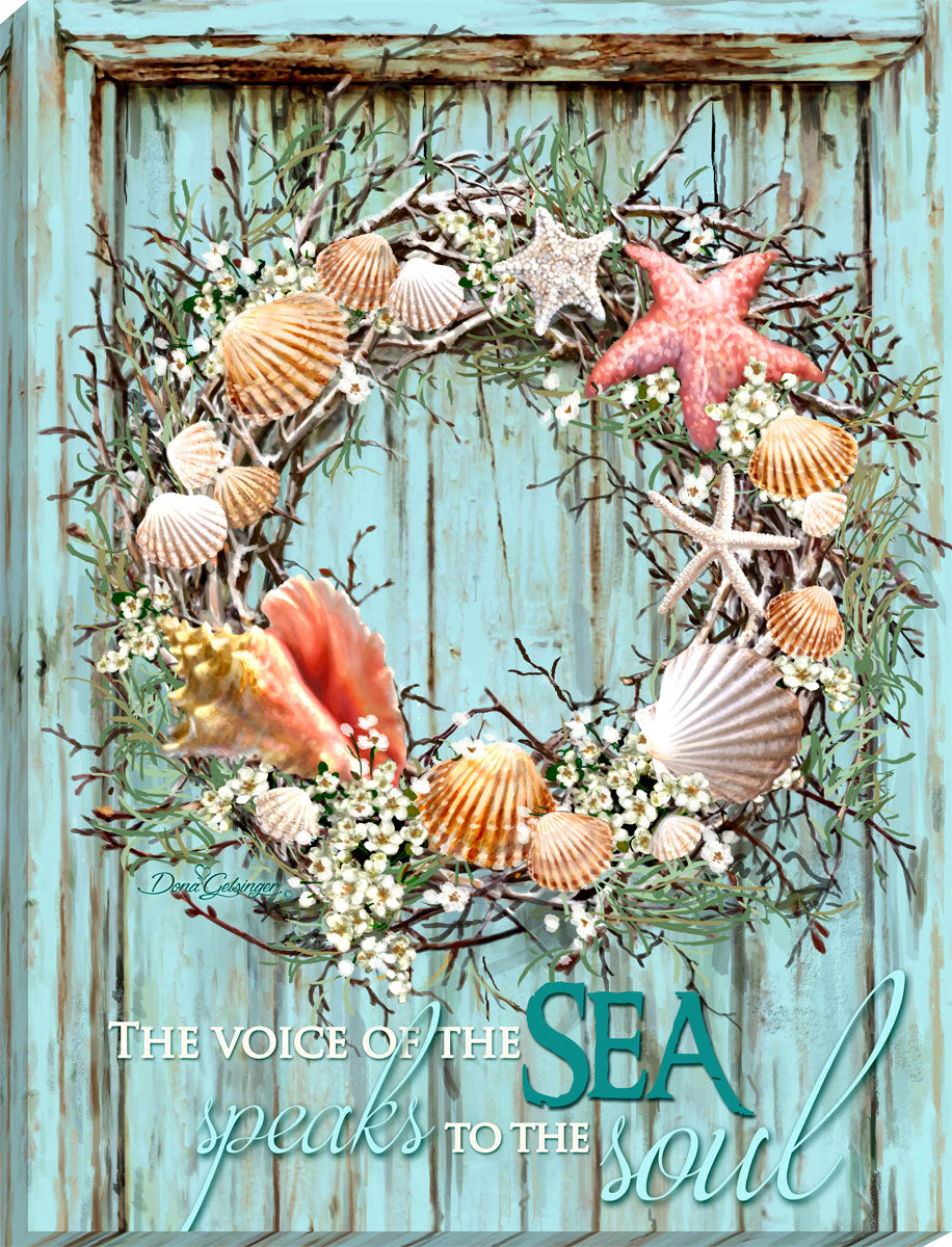 Coastal Wreath Canvas Wall Art - Christian Wall Decor - Religious Gift