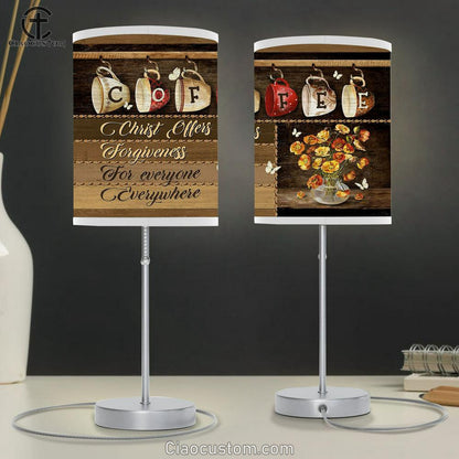 Coffee Christ Offers Forgiveness For Everyone Everywhere Butterfly Table Lamp For Bedroom - Bible Verse Table Lamp - Religious Room Decor