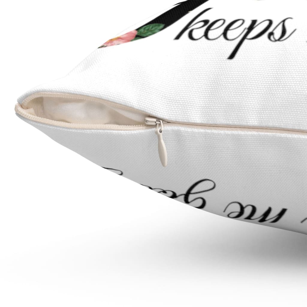 Coffee Gets Me Started Jesus Keeps Me Going Christian Pillow