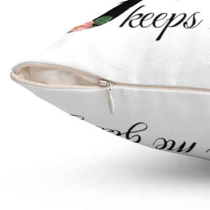 Coffee Gets Me Started Jesus Keeps Me Going Christian Pillow