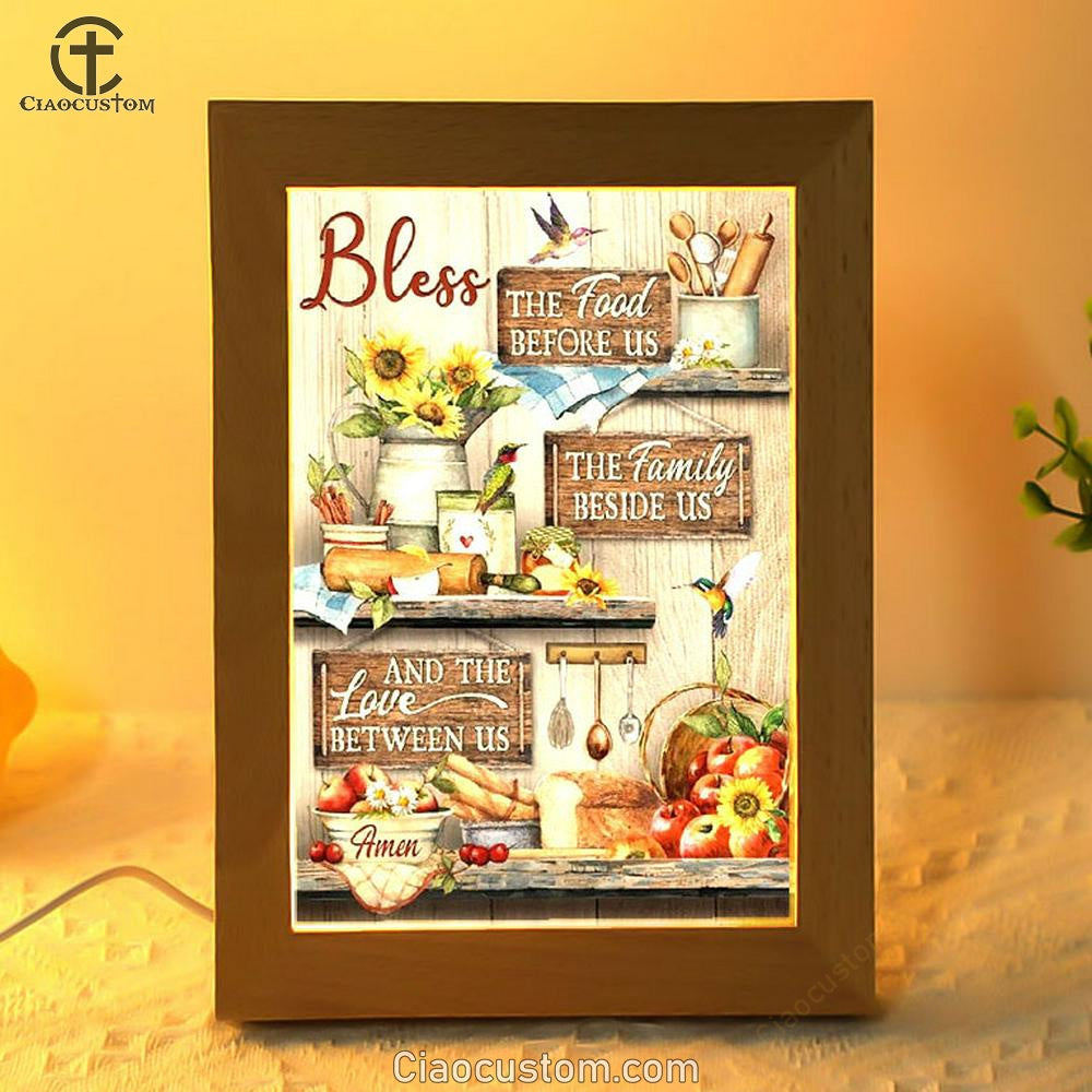 Colorful Kitchen, Hummingbird, Bless The Food Before Us Frame Lamp