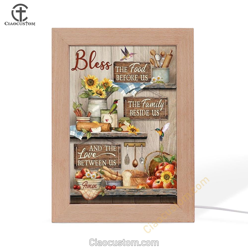 Colorful Kitchen, Hummingbird, Bless The Food Before Us Frame Lamp