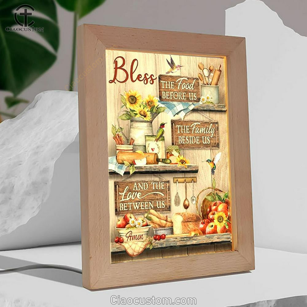 Colorful Kitchen, Hummingbird, Bless The Food Before Us Frame Lamp