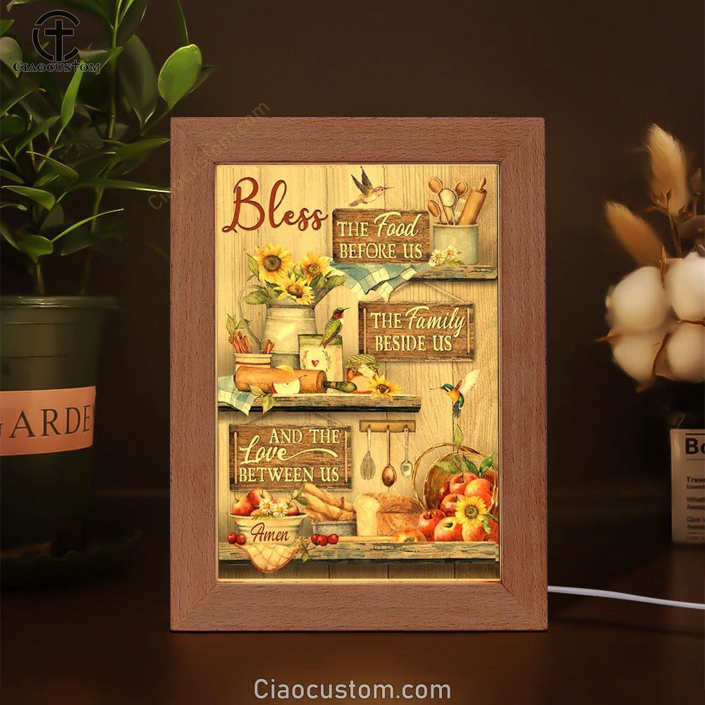 Colorful Kitchen, Hummingbird, Bless The Food Before Us Frame Lamp