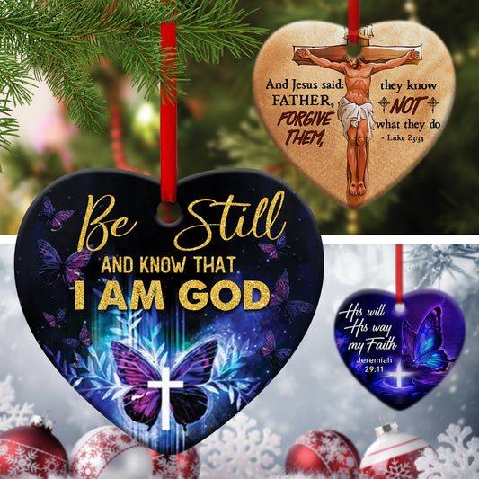 Combo Of 3 Ceramic Heart Ornaments - Love In Faith - Ornaments Hanging Gift - Nativity Ornaments