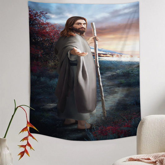 Come Follow Me Tapestry - Jesus Picture - Religious Tapestry - Christian Tapestry Wall Hangings