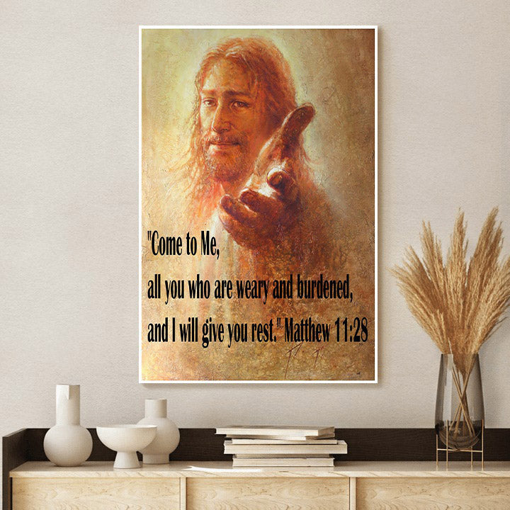 Come To Me I Will Give You Rest Matthew 11 28 Jesus Canvas Picture - Jesus Christ Canvas Art - Christian Wall Canvas