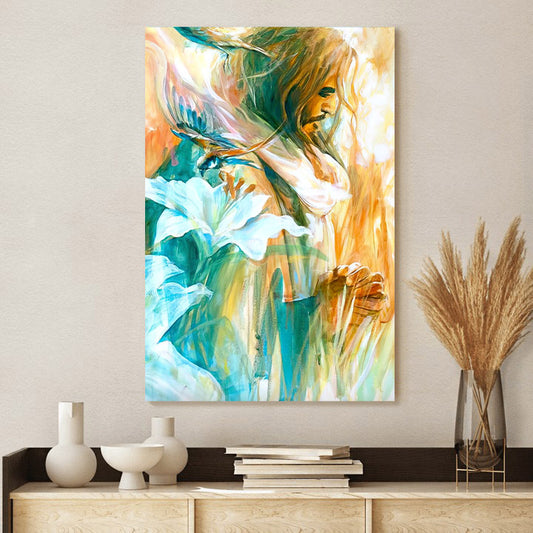 Consider The Lilies Painting - Jesus Canvas Wall Art - Christian Wall Posters - Ciaocustom