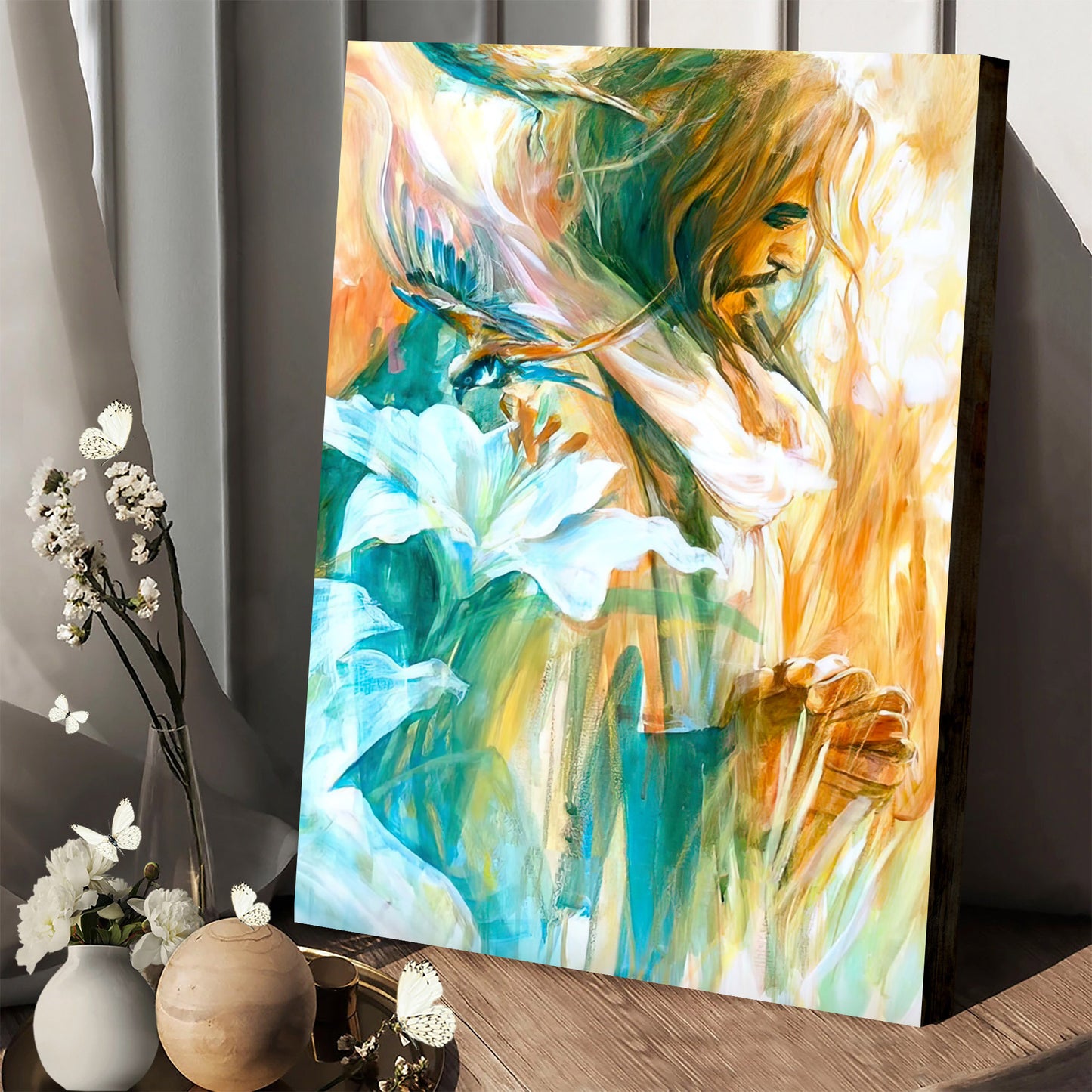 Consider The Lilies Painting - Jesus Canvas Wall Art - Christian Wall Posters - Ciaocustom