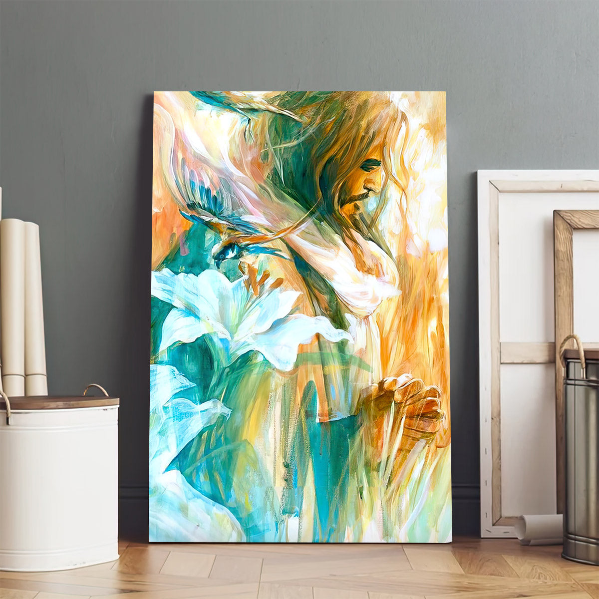 Consider The Lilies Painting - Jesus Canvas Wall Art - Christian Wall Posters - Ciaocustom