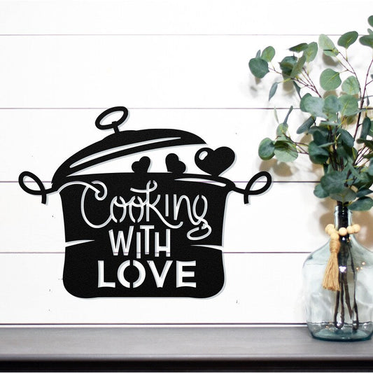 Cooking With Love Metal Sign - Wedding Gift - Personalized Metal Sign - Gift For Couple