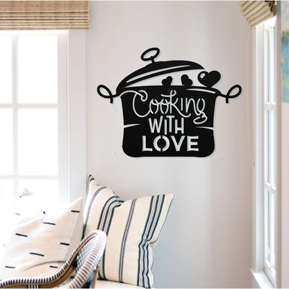 Cooking With Love Metal Sign - Wedding Gift - Personalized Metal Sign - Gift For Couple