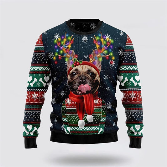 Cool French Bulldog Ugly Christmas Sweater For Men And Women, Gift For Christmas, Best Winter Christmas Outfit