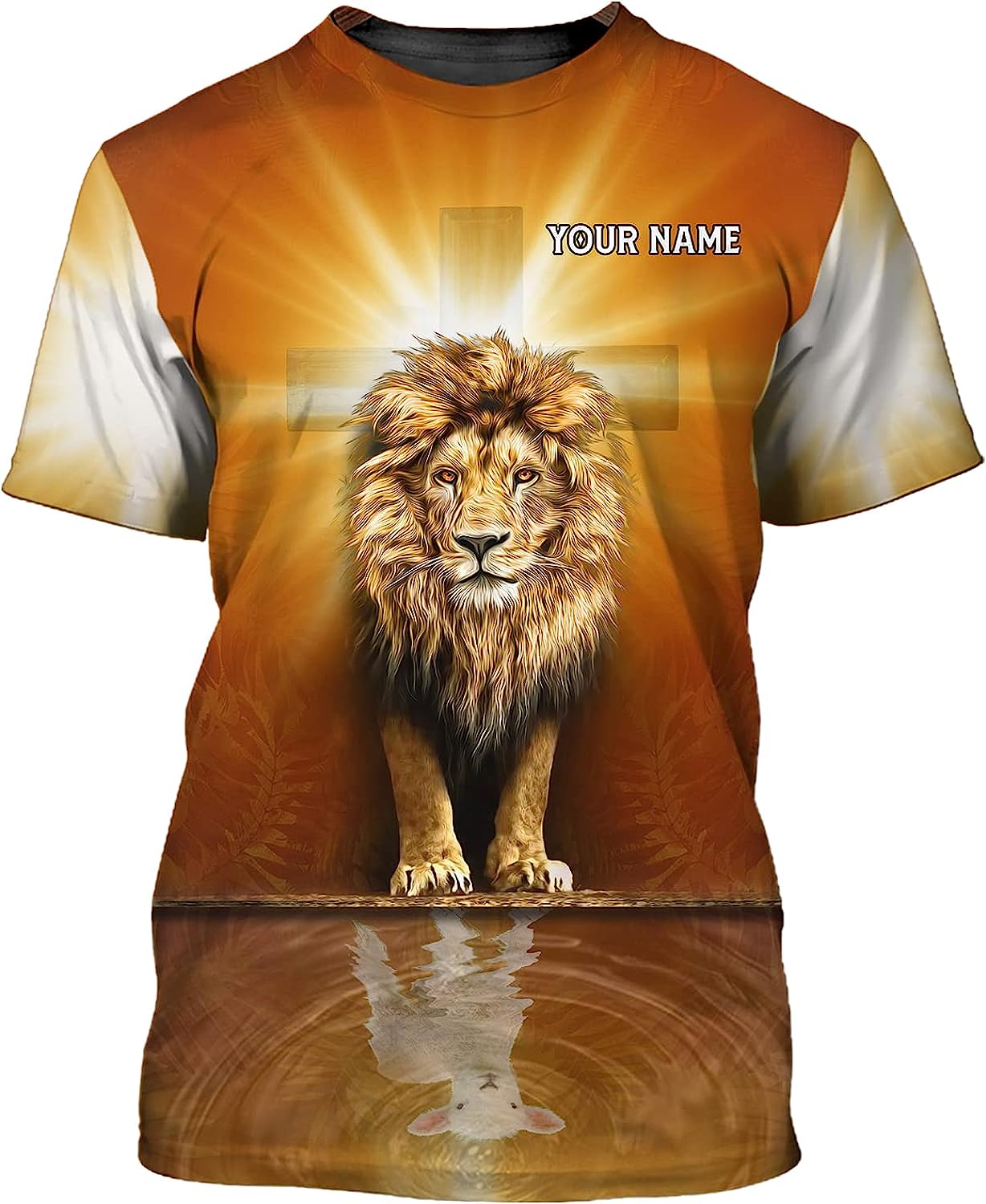 Cool Lion With Light Cross Custom Name All Over Printed 3D T Shirt - Christian Shirts for Men Women
