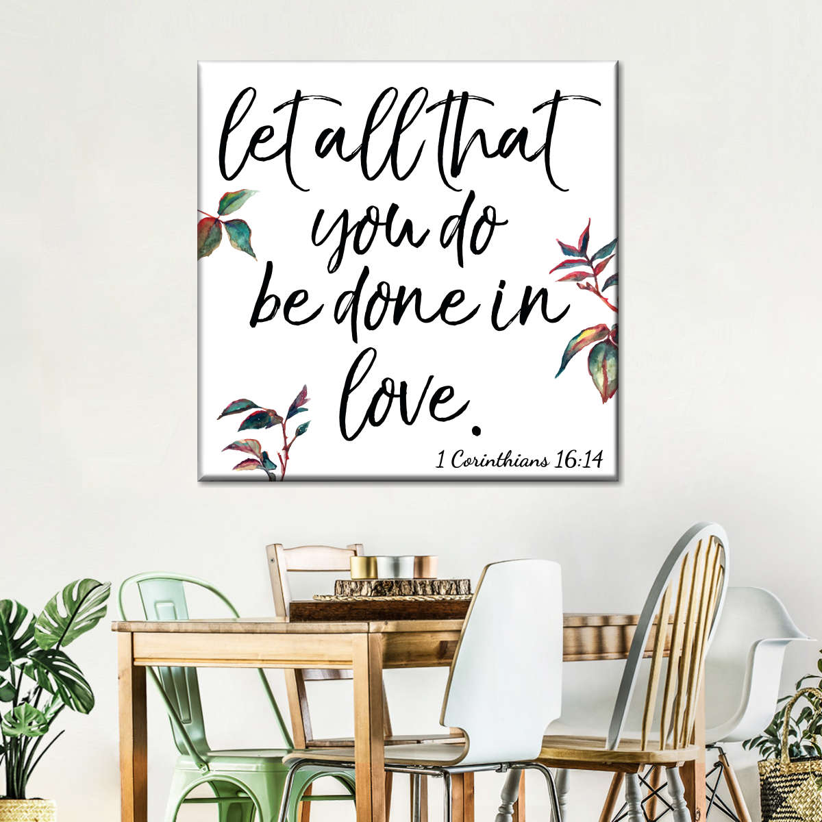 Corinthians Let All That You Do Square Canvas Wall Art - Bible Verse Wall Art Canvas - Religious Wall Hanging