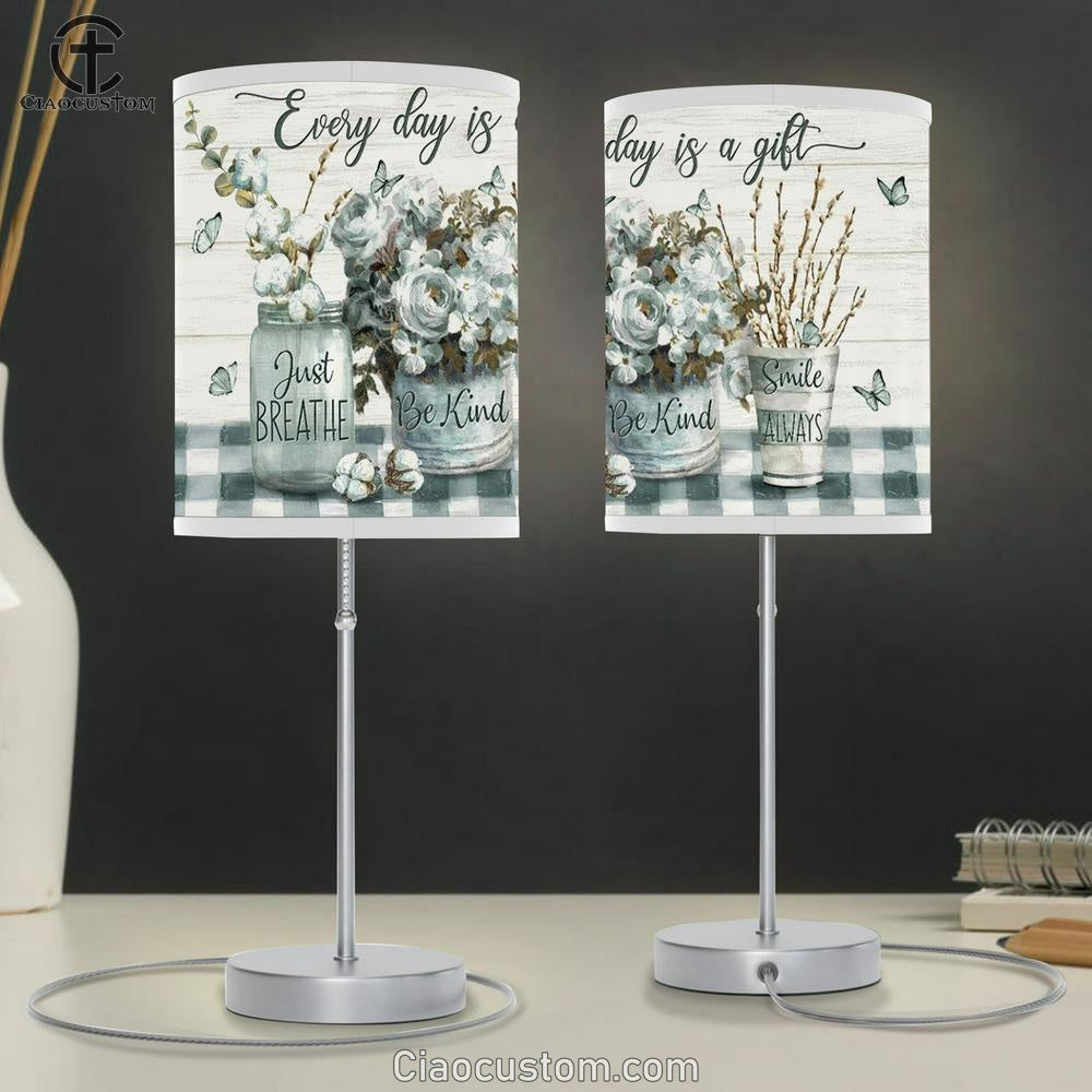 Cotton Flower Butterfly Every Day Is A Gift Table Lamp