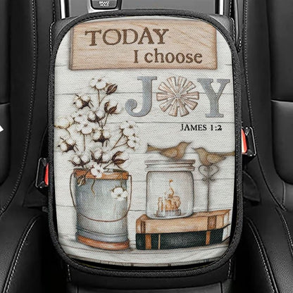 Cotton Flower Drawing, Bird Couple, Today I Choose Joy Car Center Console Cover, Christian Armrest Seat Cover, Bible Seat Box Cover
